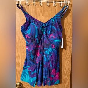 Swimsuits For All Blue and Purple One Piece.